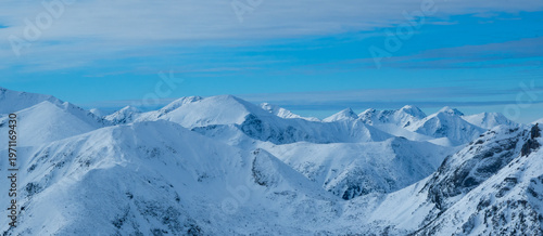 Mountain peak snow-capped mountains snow rocks landscape