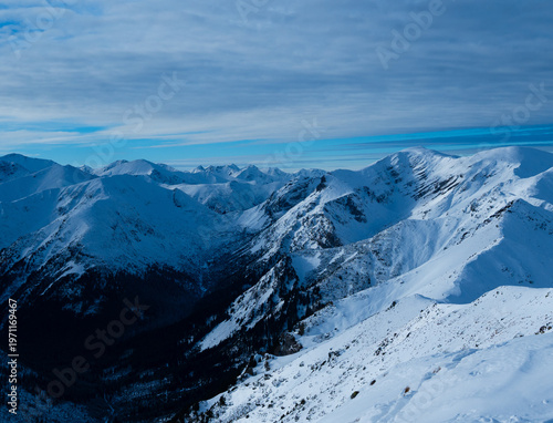 Mountain peak snow-capped mountains snow rocks landscape
