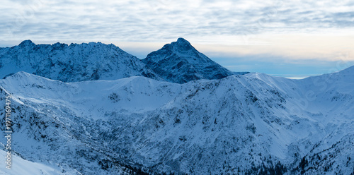 Mountain peak snow-capped mountains snow rocks landscape