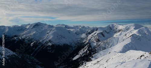 Mountain peak snow-capped mountains snow rocks landscape