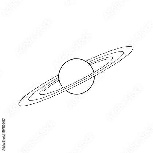 Saturn planet with rings line art illustration astronomy space celestial body