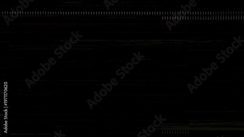 Subtle digital glitch overlay texture with horizontal scanlines and static noise on a black background.