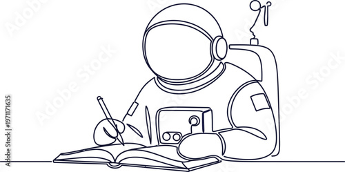 Astronaut studying in space a sketch of knowledge and exploration