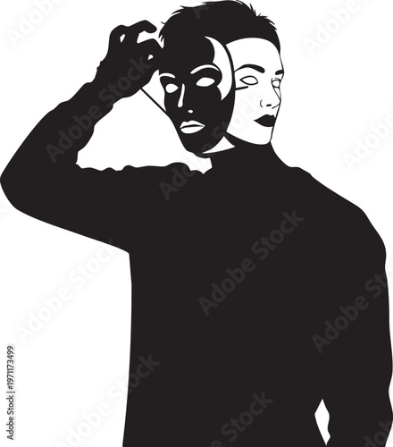 Dual identity portrait with adjusting mask