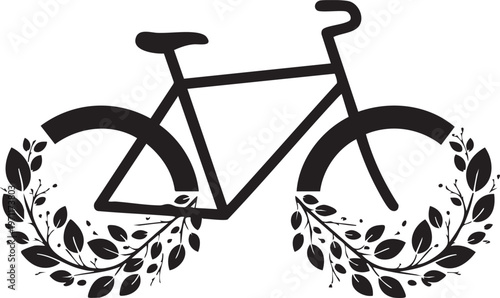 Elegant bicycle design framed with botanical leafy wreaths