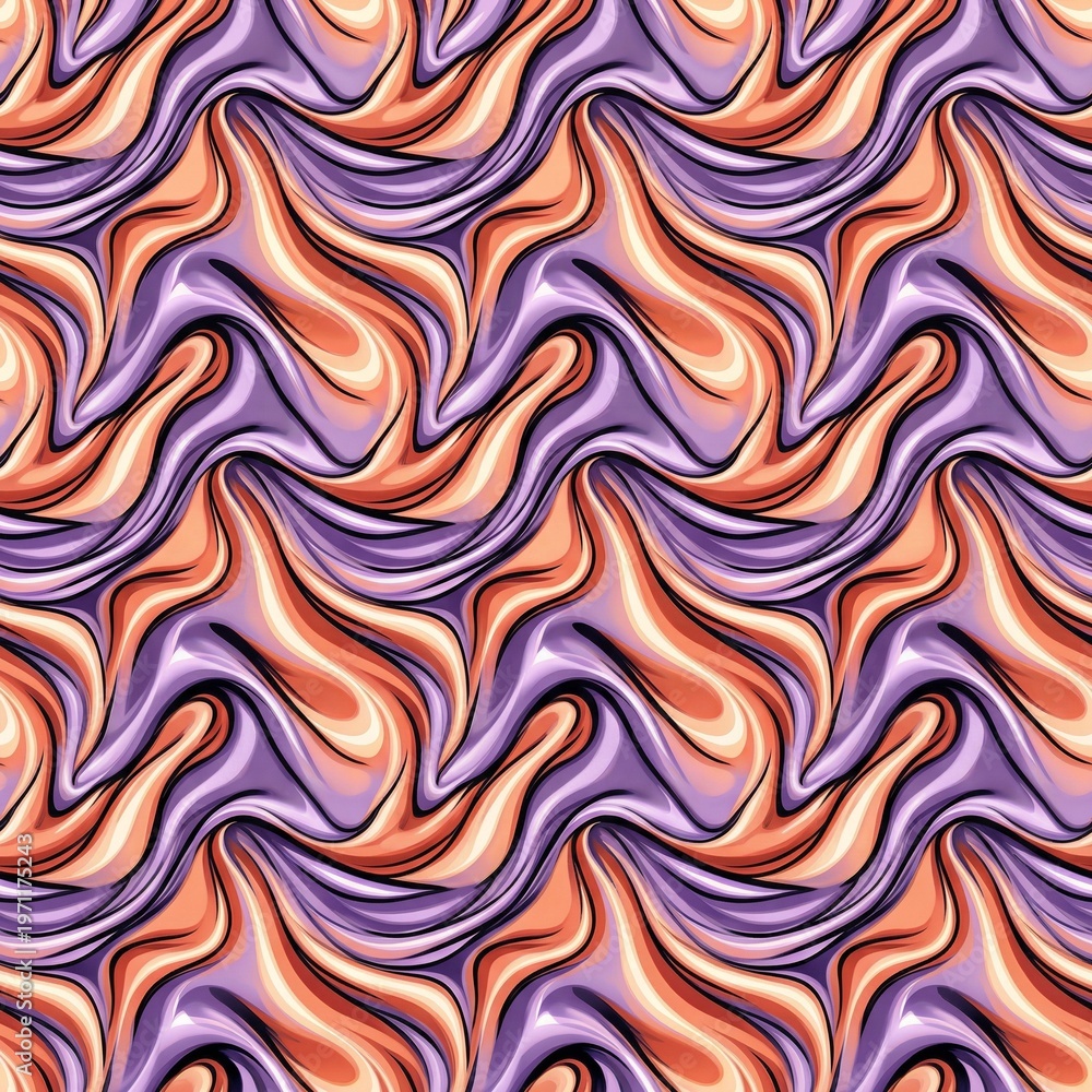 Fototapeta premium Seamless abstract pattern with wavy liquid fluid shapes