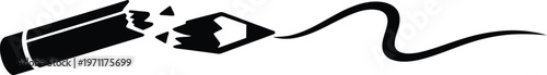 Broken Pencil Silhouette with Scribble Line – Creative Block and Interruption Concept Vector