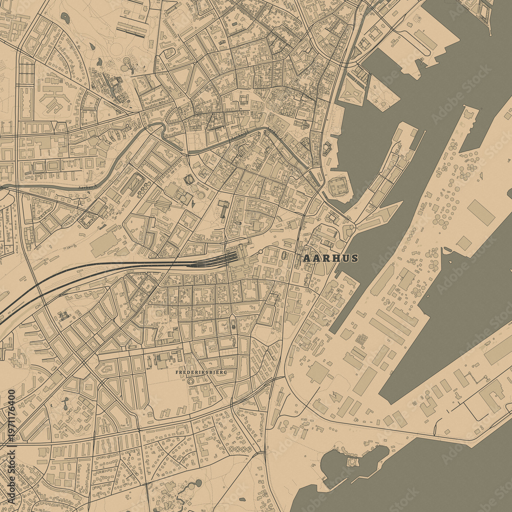 Obraz premium Vintage Map of Aarhus Denmark – Cultural Capital and Historic Old Town