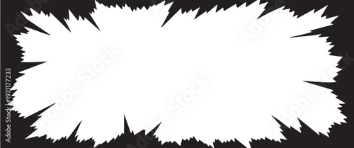 Comic speech bubble burst white blank frame on dark gray textured background pop art graphic element illustration