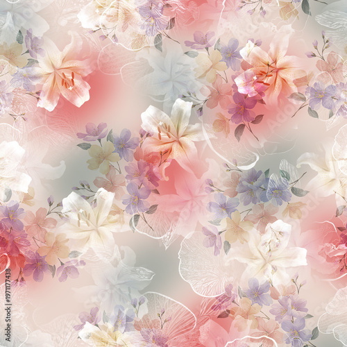abstract with wild lily floral and abstract  background with flowers and rich pastle color backbround