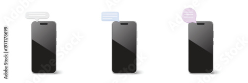 Smartphone with chat message bubbles for mobile communication and messaging interface concept