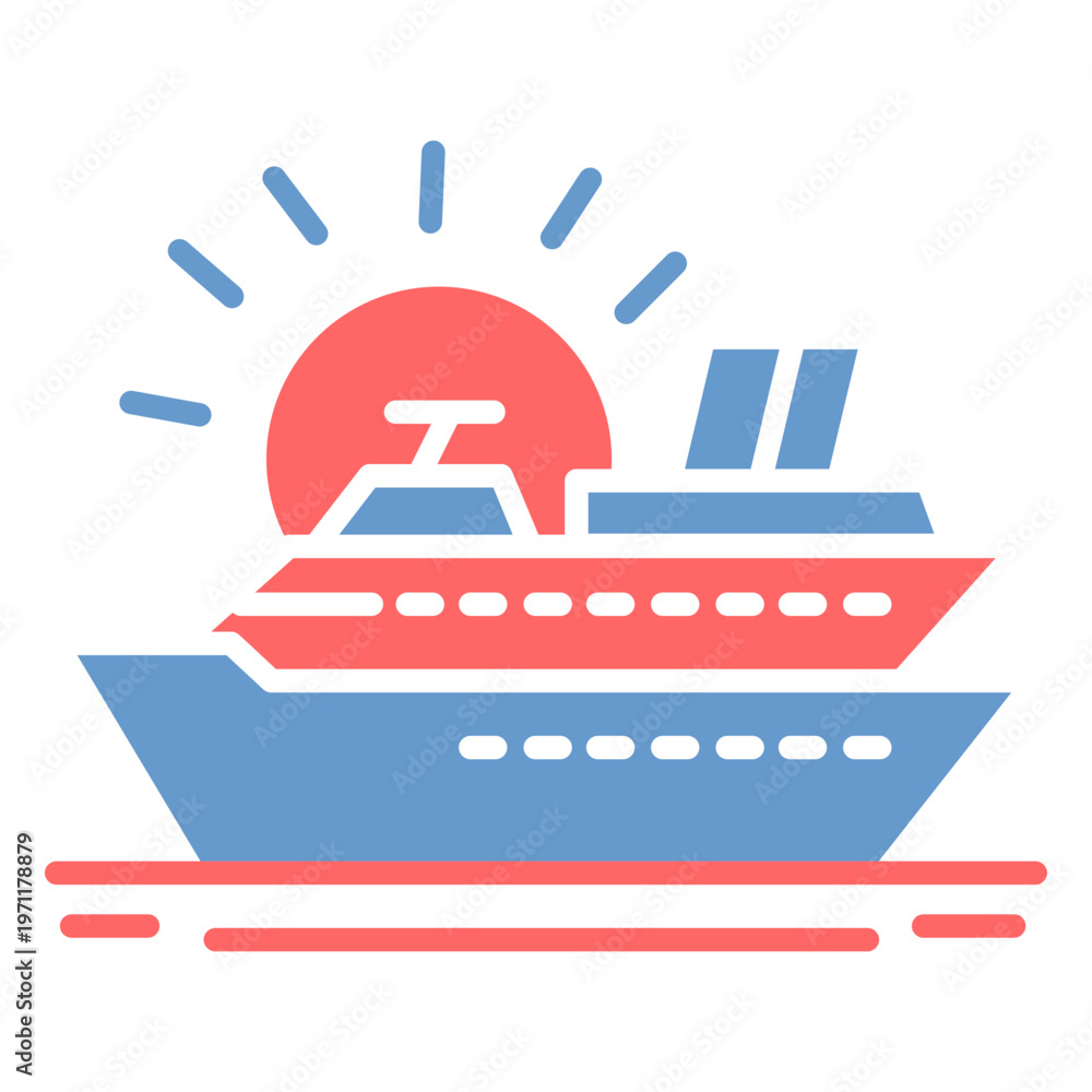 Naklejka premium Cruise Sunset Vector Icon