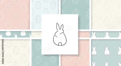 Easter bunny pattern with pastel colors.