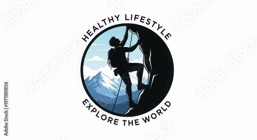 Climber Silhouette Logo Design Element.
