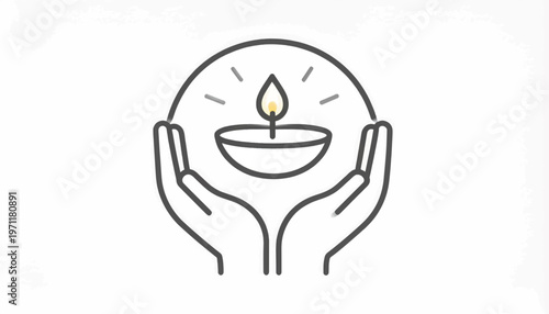 Hands Holding Candle with Flame.