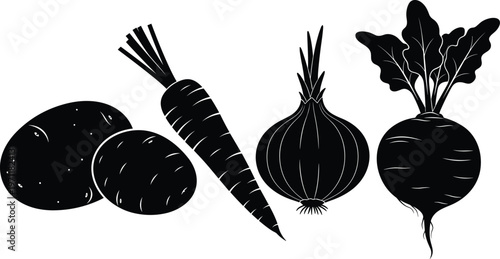 Set of root vegetable silhouettes and icons including potato carrot onion and beetroot

KeywordsSet of root vegetable silhouettes and icons including potato carrot onion and beetroot

Keywords