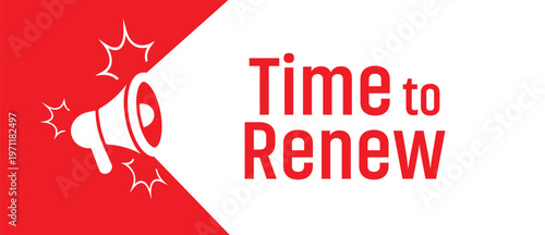 time to renew sign on white ackground