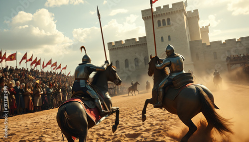 Medieval Knights Jousting Tournament at a Royal Faire
