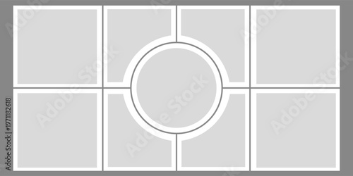 Photo collage with circle and rectangle frames. Vector