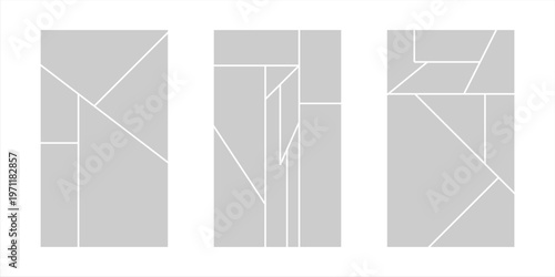 Image collage layout template. Mosaic mood board grid collection. Picture frame set. Photo album concept idea for banner, poster, comic page, flyer, brochure, booklet, memory wall design. Vector pack