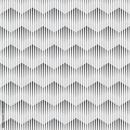 Minimal vector geometric pattern of vertical lines forming a hexagon shape wave-like zigzag design in monochrome gray tones, clean and seamless	