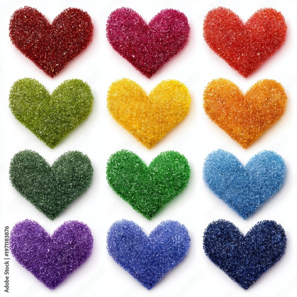 Obraz premium These cute glitter hearts are set for your decorative use