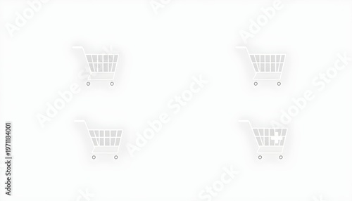 Outlined Shopping Cart Icon Set. A collection of four minimalist flat vector shopping cart icons in different styles (empty, full, with arrow, with plus sign)