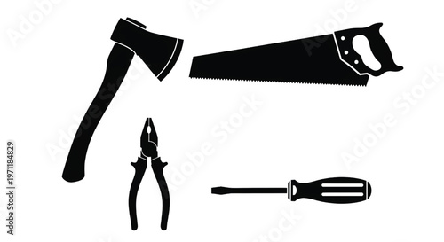 A set of basic hand tools for DIY projects and repairs