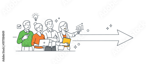 A simple clarity of direction scenario where professionals clearly understand the next move within a workflow without hesitation, using a visual