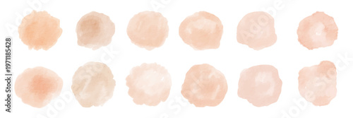 Soft watercolor peach and pink blotch with subtle gradient edges. Abstract pastel stain with organic shape on white background. Perfect for backgrounds, frames, invitations, textures and design.