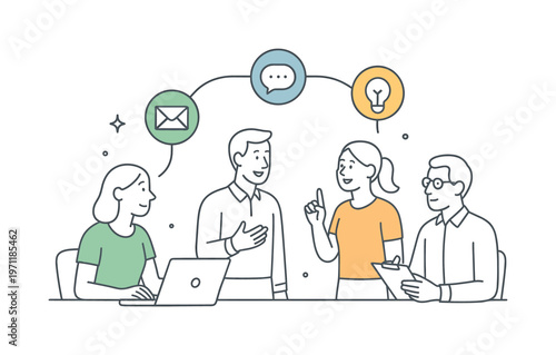 A clear communication flow scenario where information moves smoothly between team members without confusion or delays, built around a visual metaphor