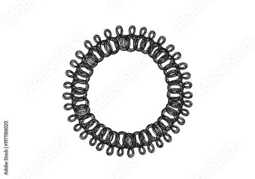 Black metal spring coil isolated on white background