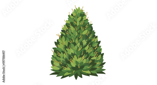 Stylized Green Bush Illustration Isolated on White Background
