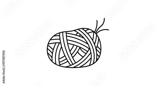Simple illustration of a ball of yarn, perfect for crafting projects and creative endeavors.