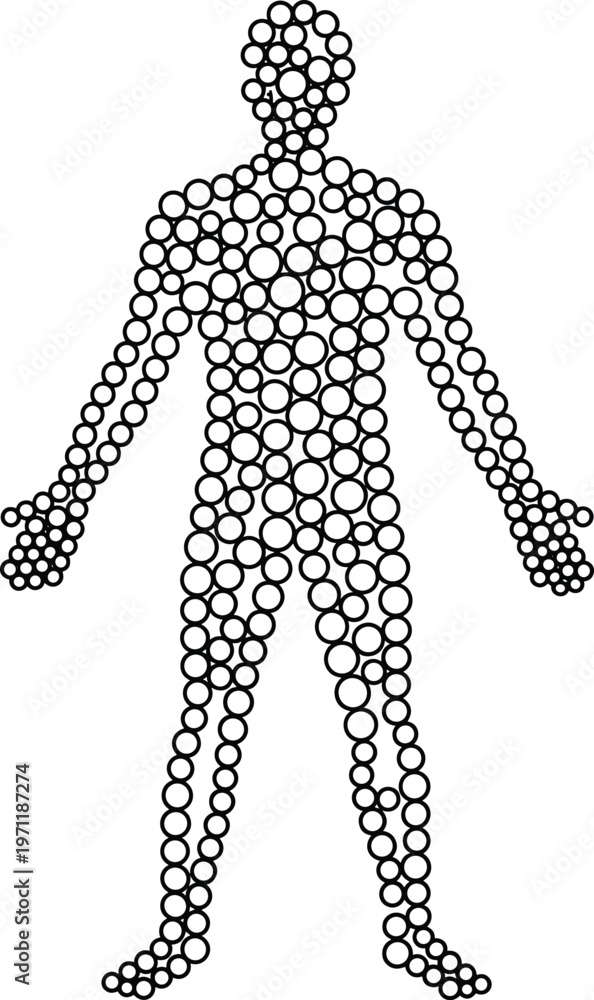Fototapeta premium human, figure, dot, pattern, circle, silhouette, people, body, outline, abstract, vector, graphic, design, monochrome, blackwhite, dotted, person, shape, illustration, artwork