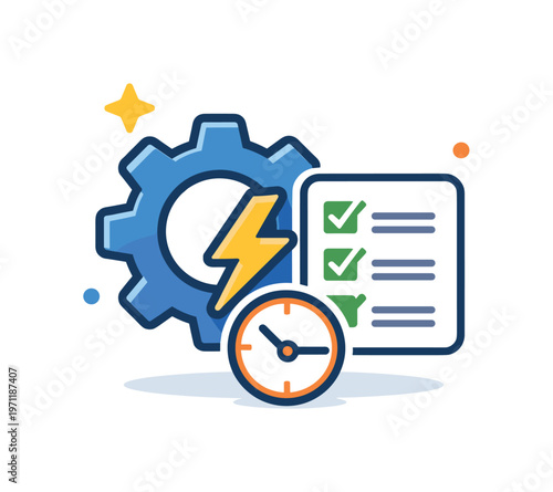 Personal automation using simple rules and triggers to streamline repetitive digital tasks in everyday workflows, a gear combined with a small