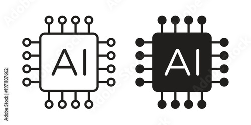 AI chip icon concepts pack. icon set vector illustrations eps10