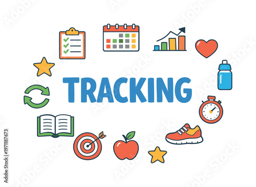 Healthy habit tracking and lifestyle consistency concept focused on monitoring routines, maintaining discipline and improving wellbeing through simple