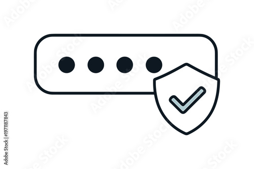 Input masking and hidden sensitive data during secure form entry in digital interfaces, a simple text field with dot symbols and a small shield