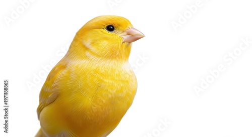 Vibrant Yellow Canary Bird Isolated on White Background