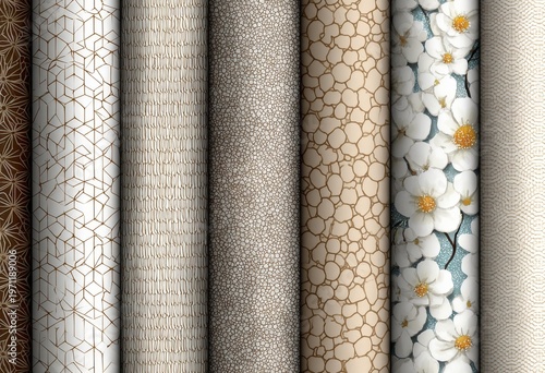 Collection of trendy minimalist seamless patterns with an abstract geometric creative artistic composition