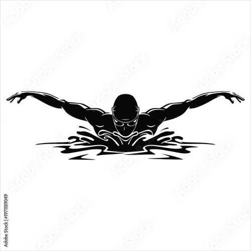 vector illustration of a swimming