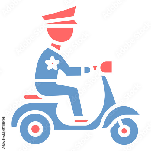 Police Officer On Scooter Vector Icon