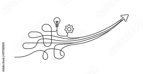 Turning a complex decision landscape into a single clear direction in a fast paced professional environment, a continuous line forming multiple