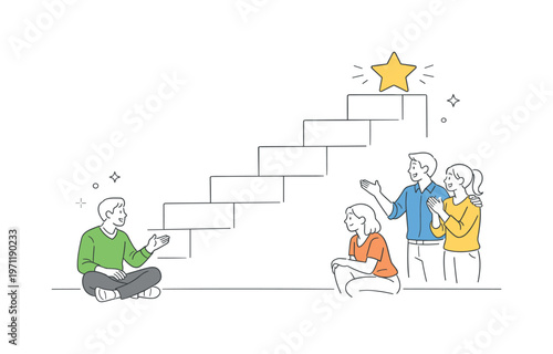 Colleagues reinforcing steady progress awareness and celebrating incremental achievements together during a calm reflection sync in a structured