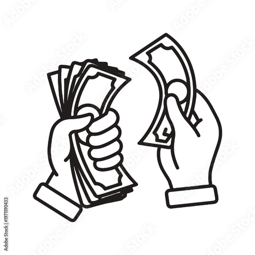 Hand to hand money exchange a vintage illustration of financial transaction