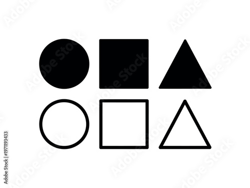 A set of basic geometric shapes on a white background