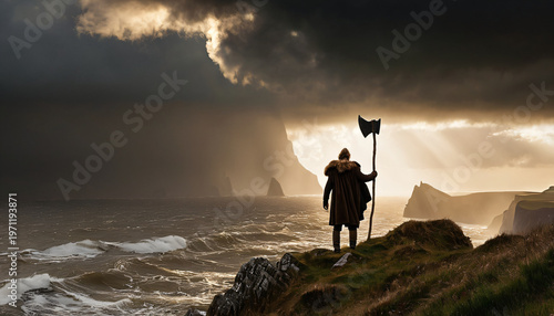 Viking Warrior Portrait in Battle Gear