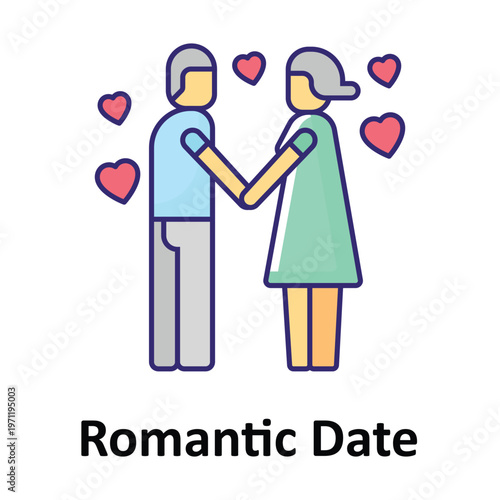 Romantic Date Vector icon which can easily modify or edit