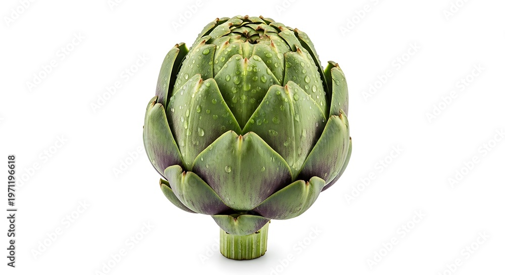 Fototapeta premium A vibrant green artichoke on a clean white background for healthy eating